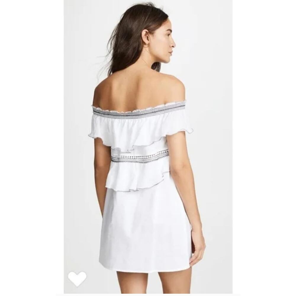 Kisuii Bohemian Tiered Off Shoulder Cotton Mini Dress cottagecore beachwear - Picture 2 of 10